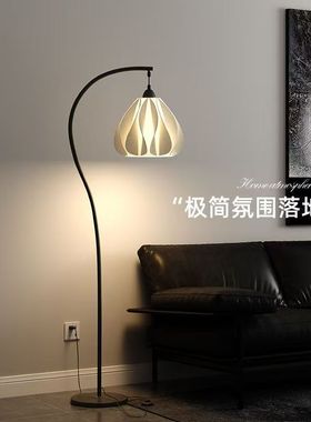 意式极简钓鱼灯落地灯客厅高级感S杆花卷罩轻奢沙发旁装饰台灯