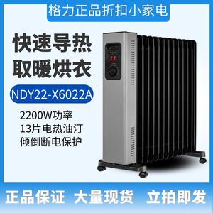 格力电暖器家用电热油汀快速烘衣取暖器智能控温暖气NDY22-X6022a