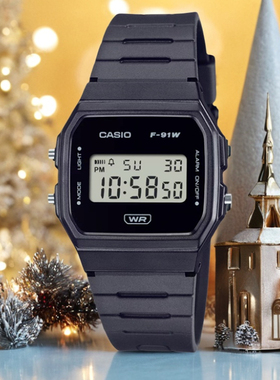 卡西欧casio手表小方块男女表防水石英休闲数显学生表F-91WB-1A