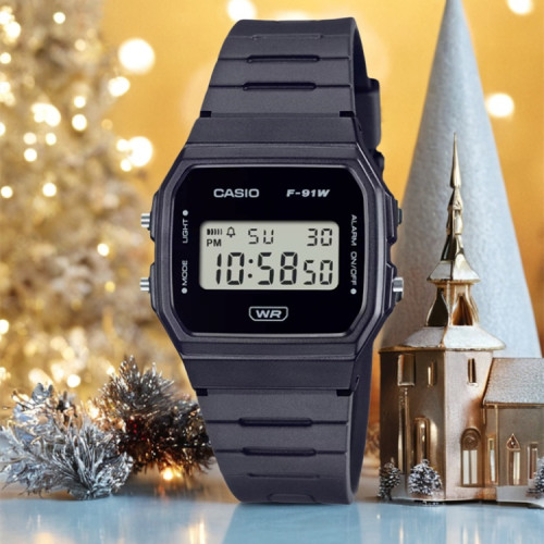 卡西欧casio手表小方块男女表防水石英休闲数显学生表F-91WB-1A