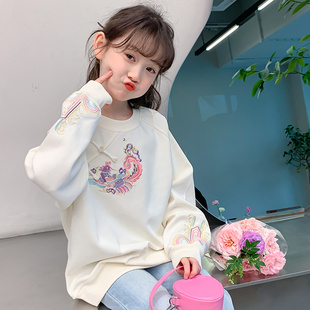 女童新中式卫衣秋冬2025新款洋气儿童打底衫女孩加绒国风长袖上衣