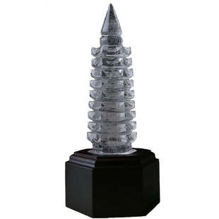 晶万顺天然白水晶文昌塔摆件9层宝塔13层黄7层紫学生礼物实木底座