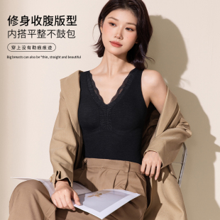 2026新款秋冬加绒保暖背心女塑身内搭打底一体式带胸垫免穿文胸罩