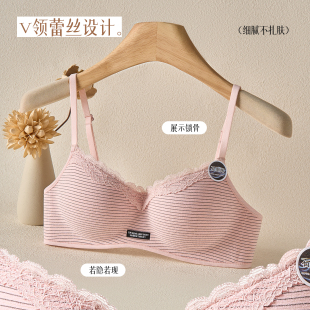 秋冬法兰绒内衣女小胸聚拢不空杯甜美拼接蕾丝平胸专用半杯文胸罩