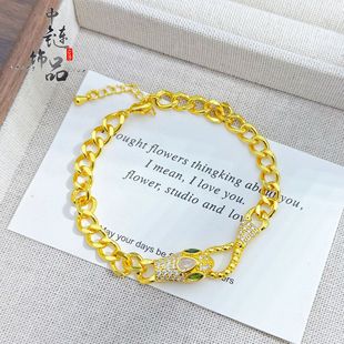 越南镶钻灵蛇手链女 精品久不掉色渡金蛇年新款 INS轻奢高级感生肖