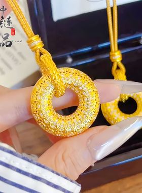 周古法六福金店同款沙金镶钻花丝