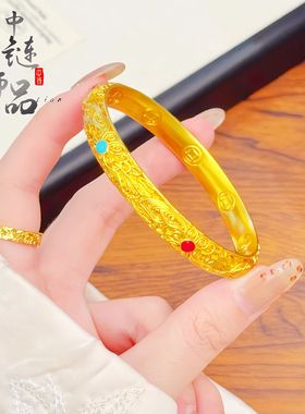 周古法六福金店同款沙金花丝皇后