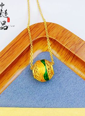 金店同款沙金千里江山路路通项链国色生香镂空桶珠diy配件新国风