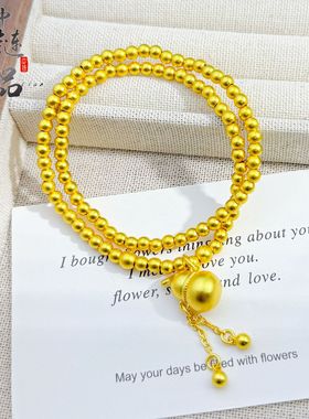 古法凤祥同款高保色沙金双圈金珠