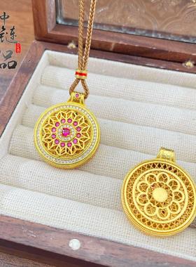 【金店同款】古法沙金玫红钻玫瑰