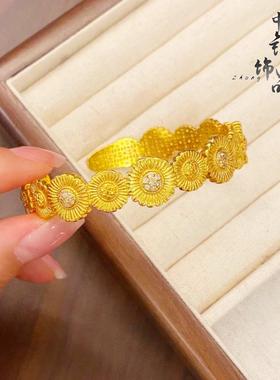 【金店同款】古法沙金镶钻小雏菊