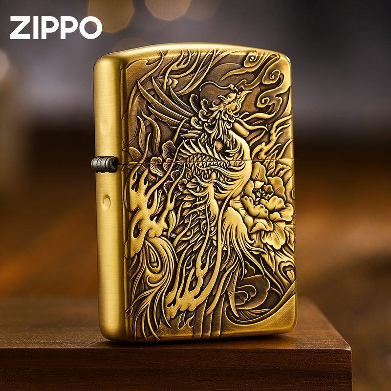 zippo盔甲凤凰浮雕打火机