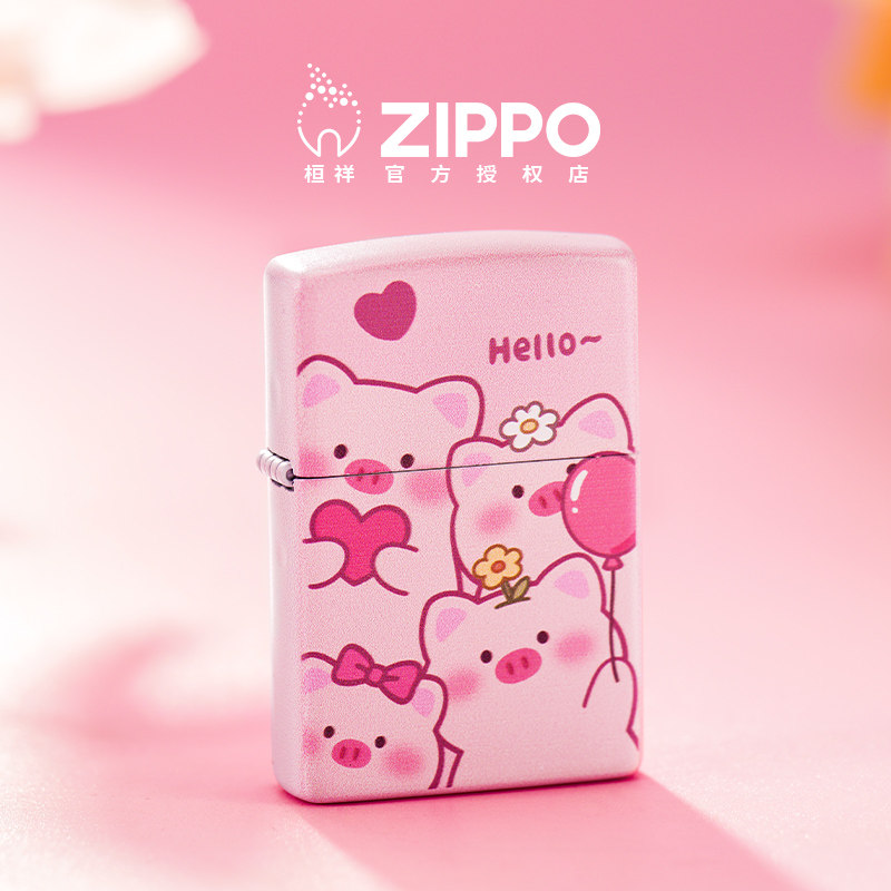 Zippo打火机掌上明猪彩印可爱官方正品防风煤油送男朋友生日礼物