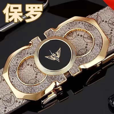 保罗2025新款皮带男款真皮自动扣腰带品牌年轻人个性潮流百搭裤带