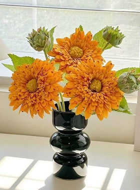 简约仿真花桌面摆件泰迪向日葵花