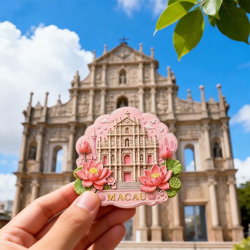 大三巴牌坊树脂磁吸浮雕冰箱贴澳门旅游文创纪念品伴手礼赠品