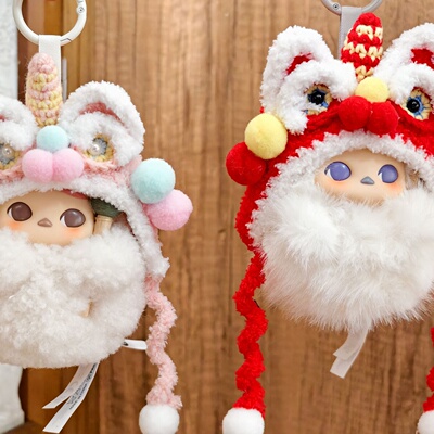 仅帽子泡泡玛特pucky敲敲系列搪胶毛绒毕奇挂件头套手作醒狮帽