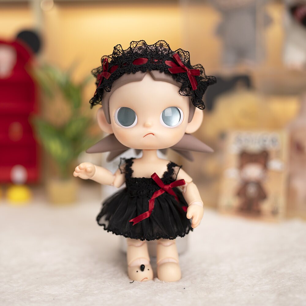 泡泡玛特Zsiga向往之处BJD娃衣黑蝶结黑纱裙关节娃娃嘎子姐衣服