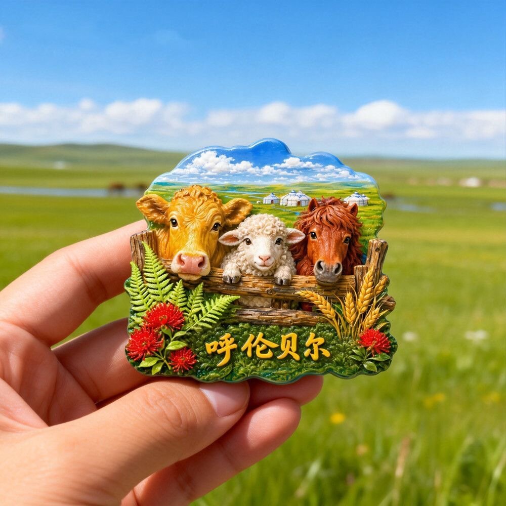 呼伦贝尔草原树脂浮雕磁吸冰箱贴内门古文创旅游纪念品小礼品
