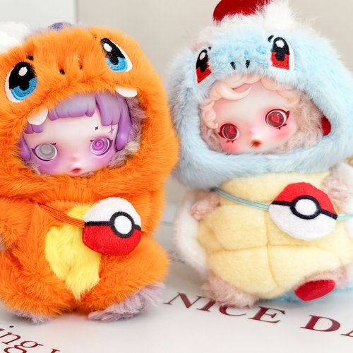 SP光织园娃衣杰尼龟小火龙套装SKULLPANDA搪胶玩偶皮卡丘伊布衣服