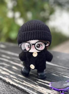 新品10cm厘米棉花娃娃明星公仔玩偶黑色针织毛衣毛线帽子替换套装