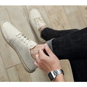 休闲老北京布鞋 亚麻男鞋 男女 透气渔夫鞋 一脚蹬帆布鞋 2024新款 夏季