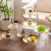 轻奢亚克力双层多层水果盘零食盘婚庆下午茶点心甜品台摆件展示架