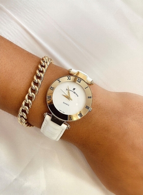 Jacques du Manoir瑞士小众复古罗马石英皮表带女士手表直邮代购