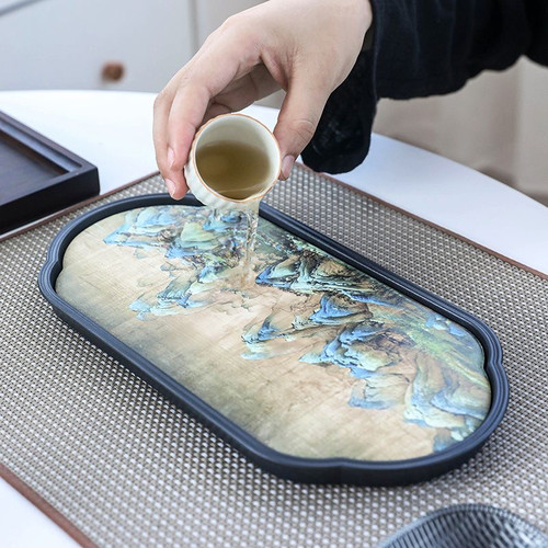创意吸水壶承干泡台速干小型茶盘中式国潮功夫茶具配件复古茶托盘
