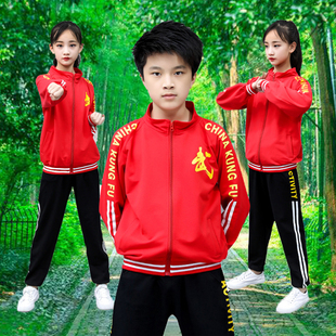 儿童武术服装少儿练武服男女功夫套装秋春秋训练服运动散打服外套