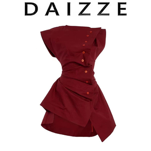 DAIZZE~后腰绑带设计无袖衬衫女夏季新款高级感独特别致收腰上衣