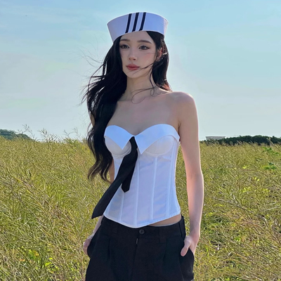 【易梦玲同款】法式复古领带抹胸