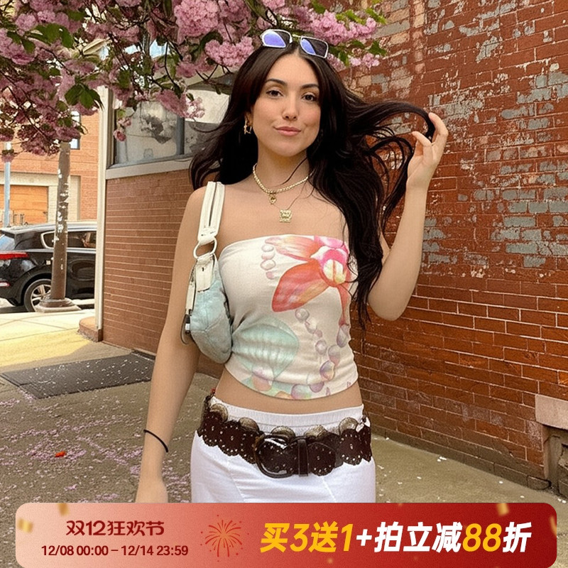 【浪漫诺丁山】度假风花卉抹胸