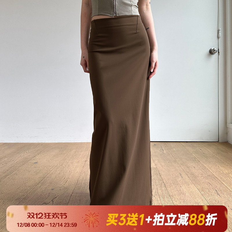 鱼尾裙长裙复古垂感半身裙低腰