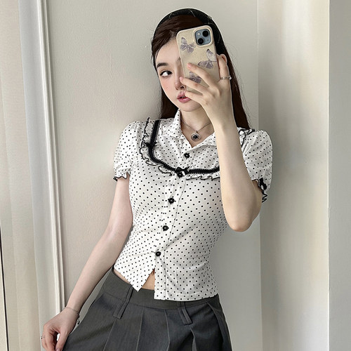 【韩系纯欲】爱豆同款波点短袖女