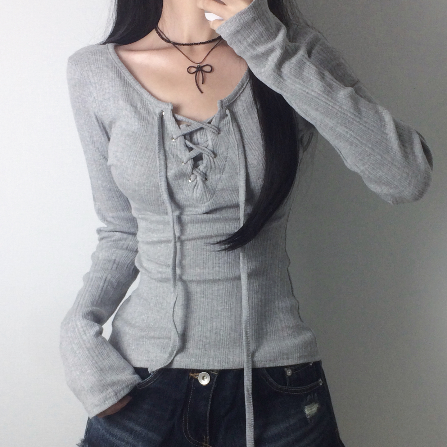 【简约百搭】复古小众绑带长袖