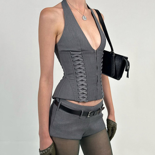 【jennie同款】复古V领鱼骨背心