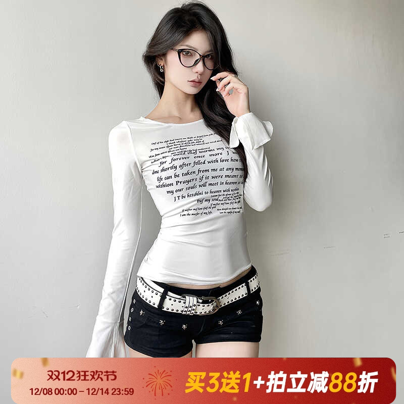 设计感修身显瘦字母印花小众