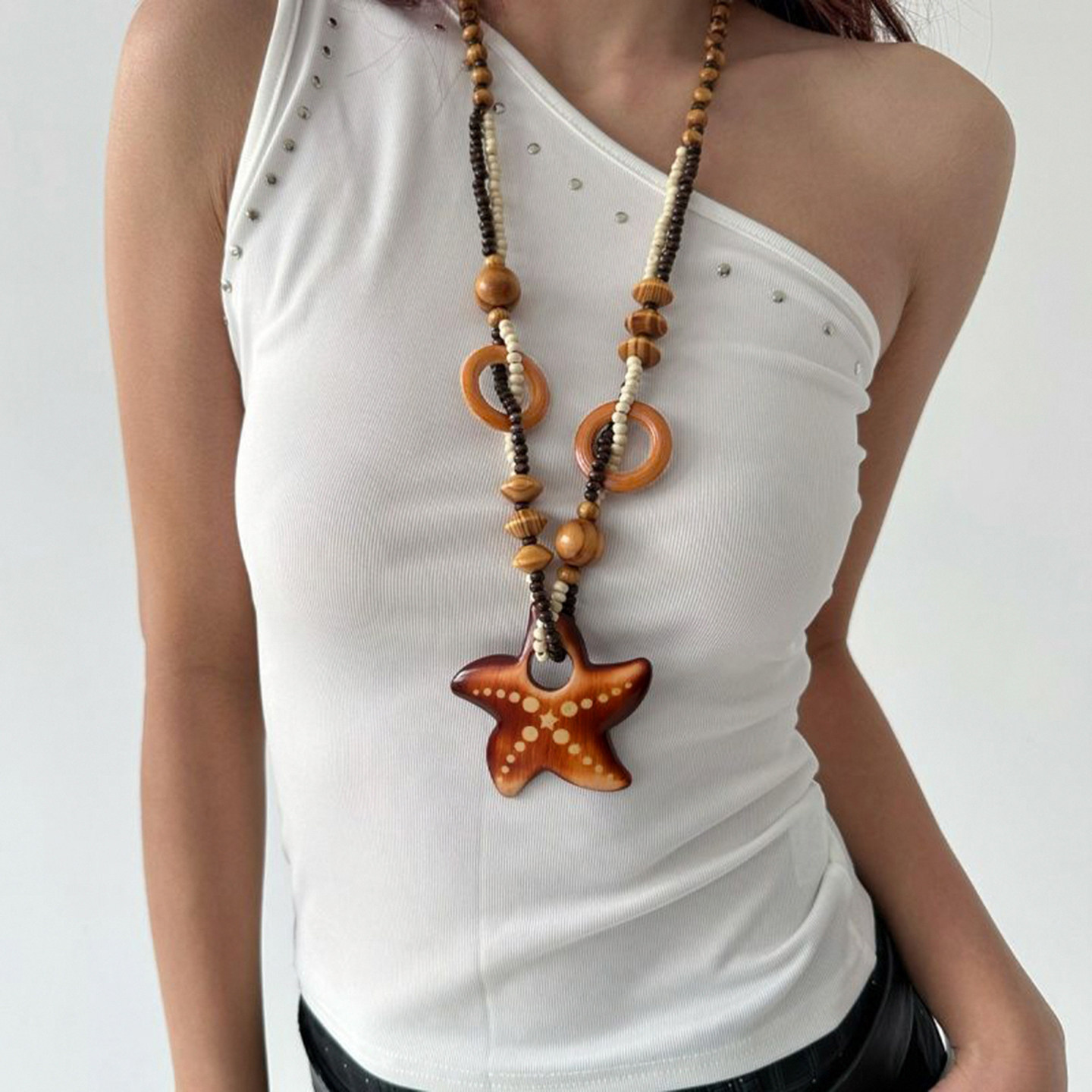 【波西米亚风】复古木质海星项链