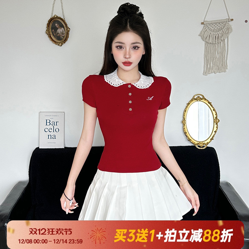 【纯欲千金】法式复古娃娃领短袖