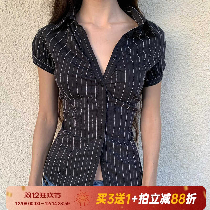 短袖衬衫Amywaypolo领小众修身