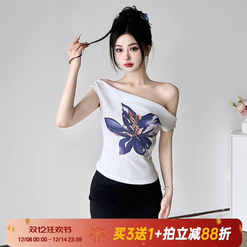 【紫丁花开】法式浪漫花朵短袖