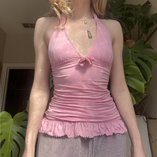 【纯欲少女】复古辣妹V领背心