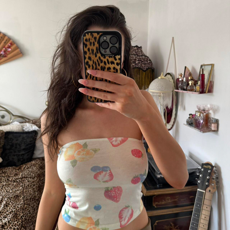 Amyway【美式辣妹】复古水果印花小众设计感抹胸背心性感内搭上衣,女装/女士精品,抹胸,淘宝优惠券,粉丝福利购,淘宝优惠卷