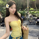 吊带上衣 海边度假性感挂脖系带抹胸背心短款 Amwyay 甜辣多巴胺