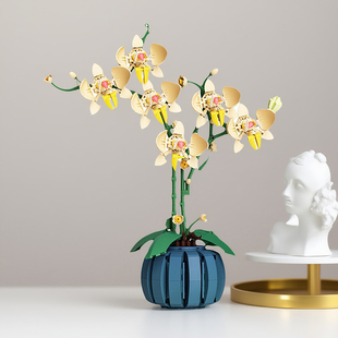 永生花盆兰花积木盆栽花篮花朵仿真益智拼装玩具摆件手工创意礼物