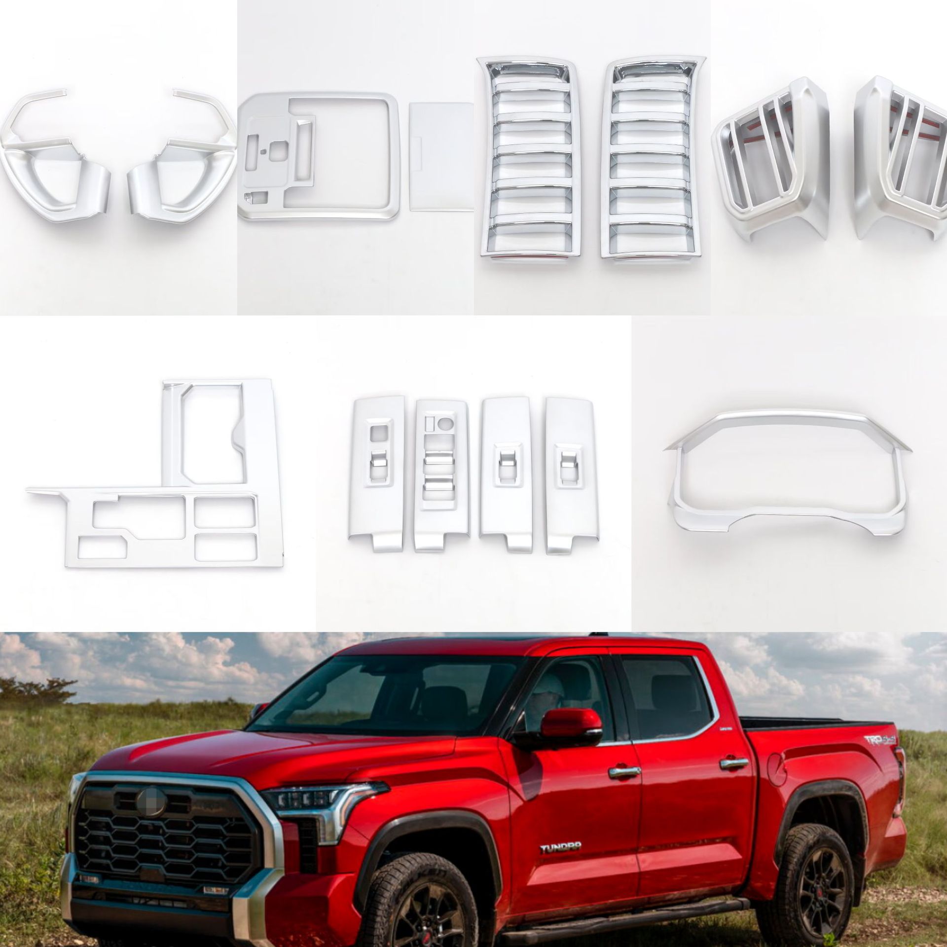 适用于23款丰田坦途出风口方向盘亮片扶手箱框仪表台中控饰条排挡