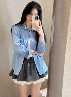 JR 专柜正品 2025秋季新款 简约通勤翻领重工长袖衬衫女XRJ4C05D