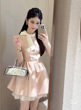 JR 专柜正品 2025秋季新款 气质甜美蝴蝶结无袖连衣裙XRJ4L21D