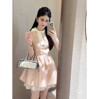 JR 专柜正品 2025秋季新款 气质甜美蝴蝶结无袖连衣裙XRJ4L21D